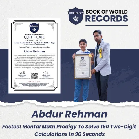 Abdur Rehman — Fastest Mental Math Prodigy To Solve 150 Two-Digit  Calculations In 90 Seconds