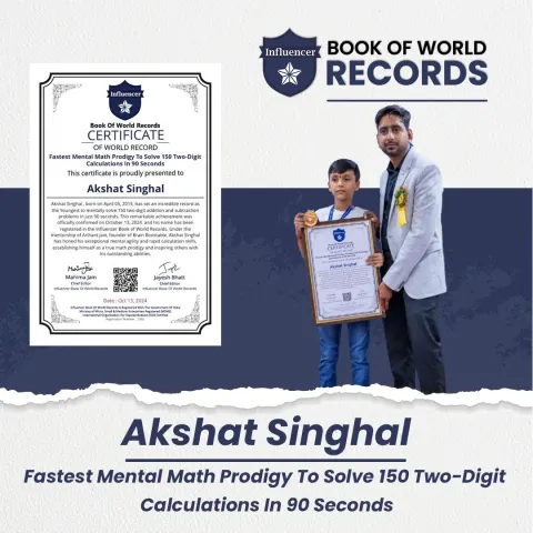 Akshat Singhal — Mental Math Prodigy To Solve 150 Two-Digit Calculations In 90 Seconds