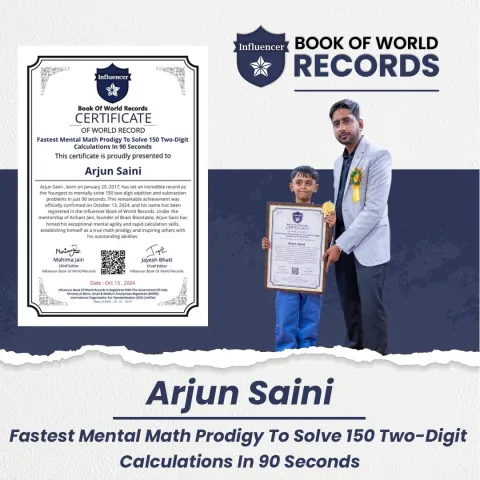 Arjun Saini — Math Prodigy To Solve 150 Two-Digit Calculations In 90 Seconds