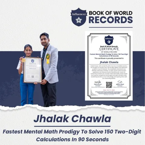 Jhalak Chawla — Mental Math Prodigy To Solve 150 Two-Digit Calculations In 90 Seconds