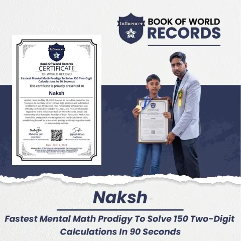 Naksh — Mental Math Prodigy To Solve 150 Two-Digit Calculations In 90 Seconds