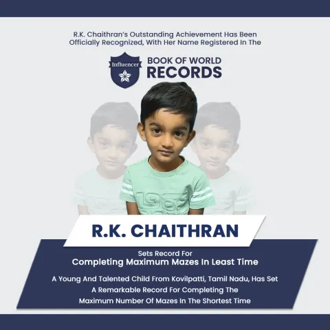 R.K. Chaithran — Record For Completing Maximum Mazes In Least Time