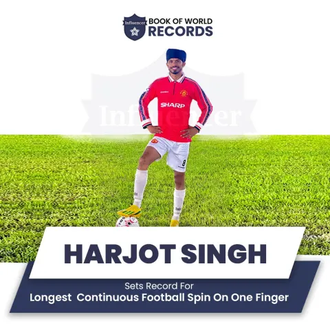Harjot Singh — Longest Continuous Football Spin On One Finger