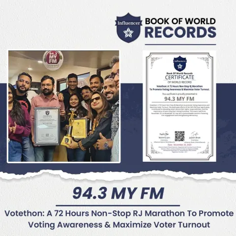94.3 MY FM — A 72 Hours Non-Stop RJ Marathon To Promote Voting Awareness & Maximize Voter Turnout