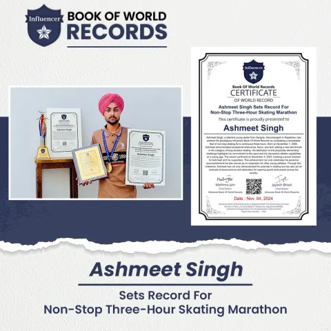Ashmeet Singh — Non-Stop Three-Hours Skating Marathon