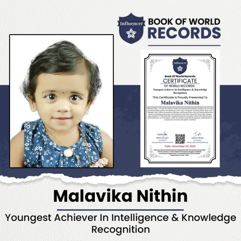 Malavika Nithin — Youngest Achiever In Intelligence & Knowledge Recognition