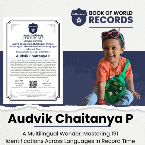 Audvik Chaitanya P — A Multilingual Wonder, Mastering 191 Identifications Across Languages In Record Time