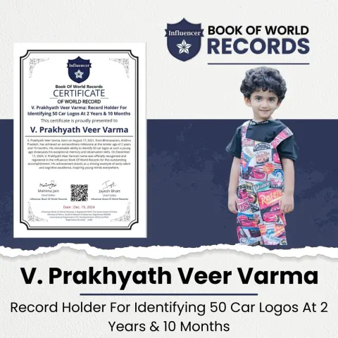 V. Prakhyath Veer Varma — Record Holder For  Identifying 50 Car Logos At 2 Years & 10 Months