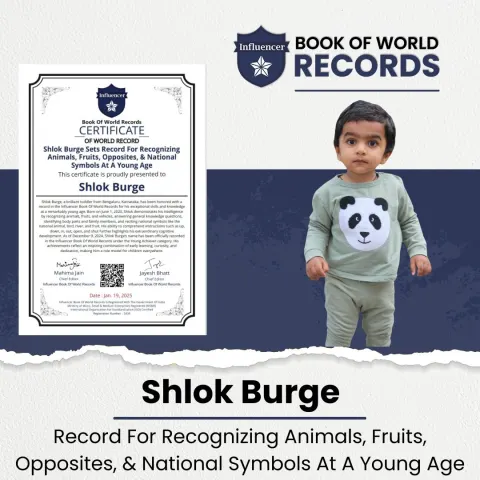 Shlok Burge — Record For Recognizing Animals, Fruits, Opposites, & National Symbols At A Young Age