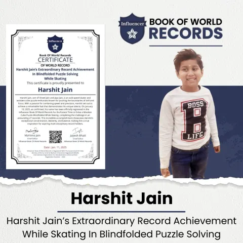 Harshit Jain — Harshit Jain’s Extraordinary Record Achievement  While Skating In Blindfolded Puzzle Solving