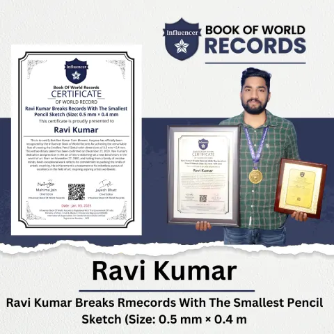 Ravi Kumar — Ravi Kumar Breaks Records With The Smallest  Pencil Sketch (Size: 0.5 mm × 0.4 mm