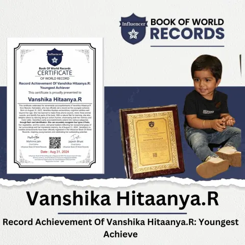 Vanshika Hitaanya.R — Record Achievement Of Vanshika Hitaanya.R:  Youngest Achiever