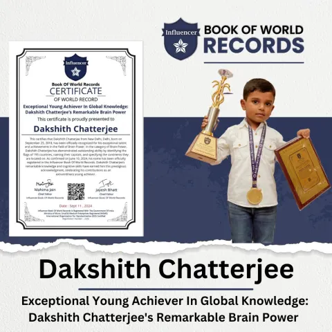 Dakshith Chatterjee — Exceptional Young Achiever In Global Knowledge:  Dakshith Chatterjee's Remarkable Brain Power