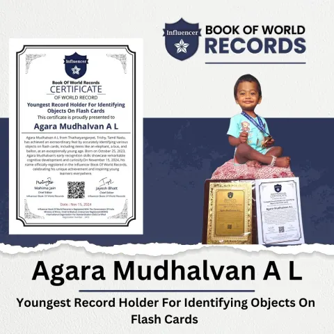Agara Mudhalvan A L — Youngest Record Holder For Identifying  Objects On Flash Cards