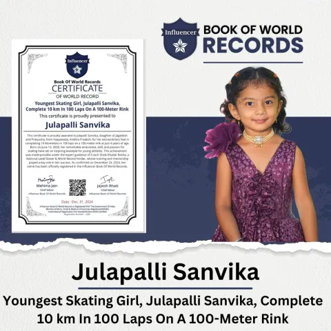 Julapalli Sanvika — Youngest Skating Girl, Julapalli Sanvika,  Complete 10 km In 100 Laps On A 100-Meter Rink