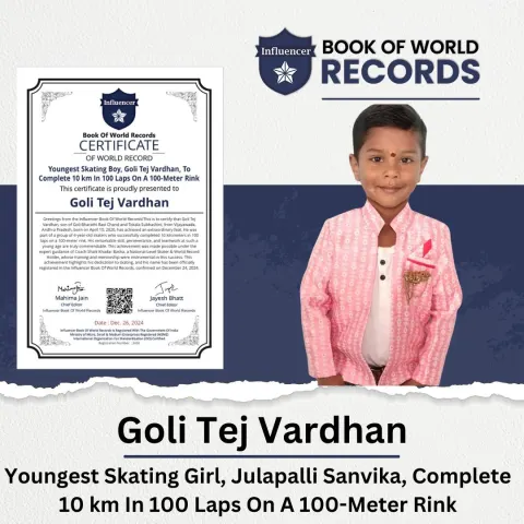 GOLI  TEJ VARDHAN — Youngest Skating Boy, Goli Tej Vardhan, To  Complete 10 km In 100 Laps On A 100-Meter Rink