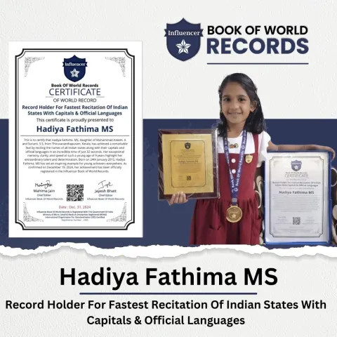 Hadiya Fathima MS — Record Holder For Fastest Recitation Of Indian  States With Capitals & Official Languages