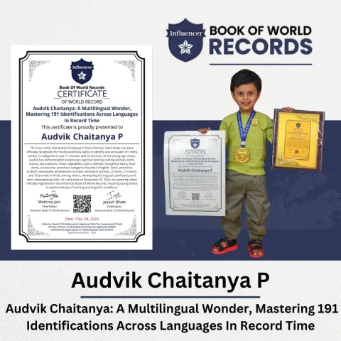 Audvik Chaitanya P — A Multilingual Wonder,  Mastering 191 Identifications Across Languages  In Record Time