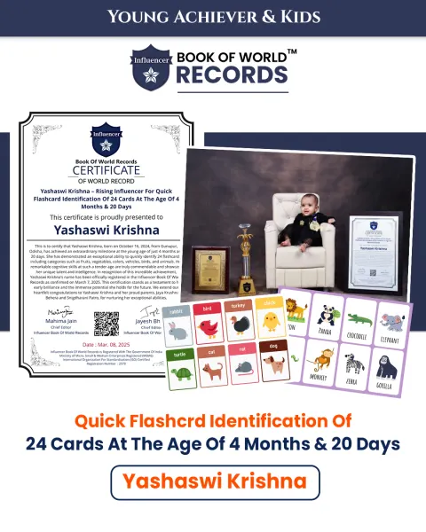 Yashaswi Krishna — Rising Influencer For Quick Flashcard Identification Of 24 Cards At The Age Of 4 Months & 20 Days