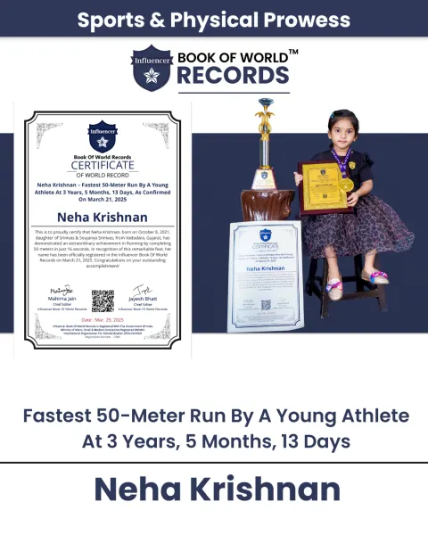 Neha Krishnan — Fastest 50-Meter Run By A Young Athlete