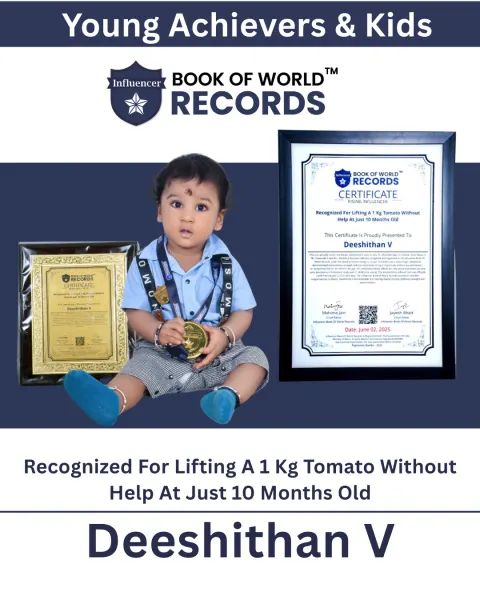 Deeshithan V — Recognized For Lifting A 1 Kg Tomato Without  Help At Just 10 Months Old