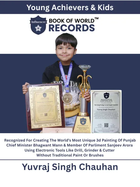 Yuvraj Singh Chauhan — Recognized For Creating The World’s Most Unique 3d Painting Of Punjab Chief Minister Bhagwant Mann & Member Of Parliment Sanjeev Arora Using Electronic Tools Like Drill, Grinder & Cutter Without Traditional  Paint Or Brushes