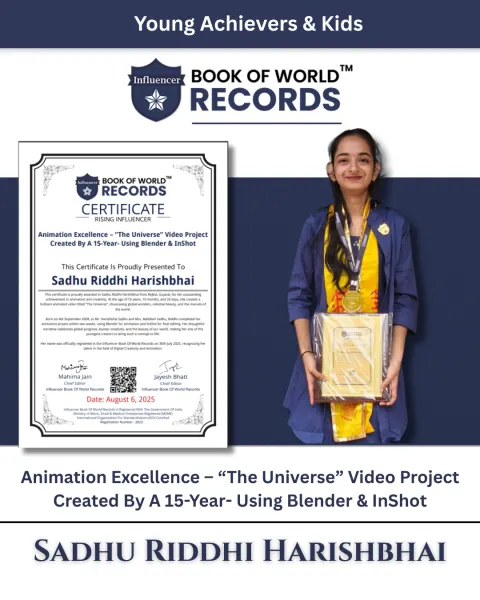 Sadhu Riddhi Harishbhai — Animation Excellence – “The Universe” Video Project  Created By A 15-Year- Using Blender & InShot