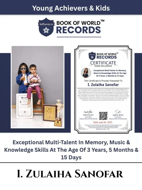 I. Zulaiha Sanofar — Exceptional Multi-Talent In Memory,  Music & Knowledge Skills At The Age  Of 3 Years, 5 Months & 15 Days
