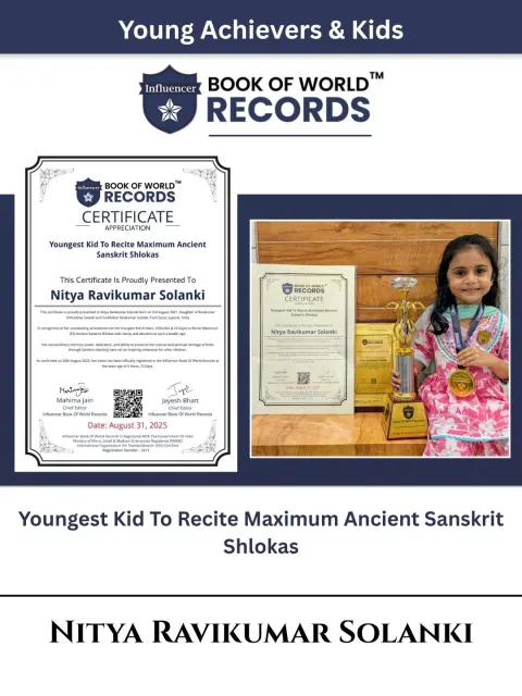 Nitya Ravikumar Solanki — Youngest Kid To Recite Maximum Ancient  Sanskrit Shlokas