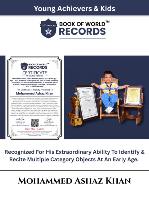 Mohammed Ashaz Khan — Recognized For His Extraordinary Ability To Identify & Recite Multiple Category Objects At An Early Age