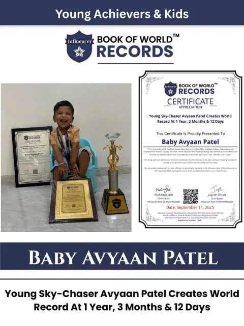 Baby Avyaan Patel — Young Sky-Chaser Avyaan Patel Creates World  Record At 1 Year, 3 Months & 12 Days