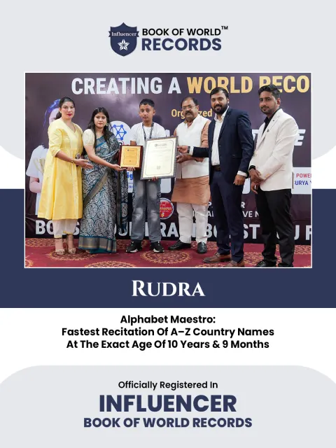 Rudra — Alphabet Maestro: Fastest Recitation Of A–Z  Country Names At The Exact Age Of 10 Years & 9  Months