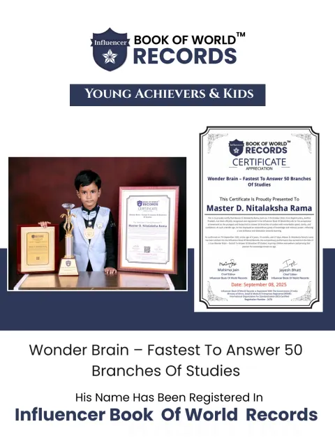 Master D. Nitalaksha Rama — Wonder Brain – Fastest To Answer 50 Branches  Of Studies