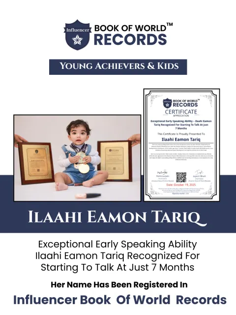 Ilaahi Eamon Tariq — Exceptional Early Speaking Ability – Ilaahi Eamon Tariq Recognized For Starting To Talk At Just  7 Months