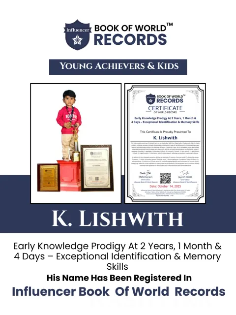 K. Lishwith — Early Knowledge Prodigy At 2 Years, 1 Month &  4 Days – Exceptional Identification & Memory Skills