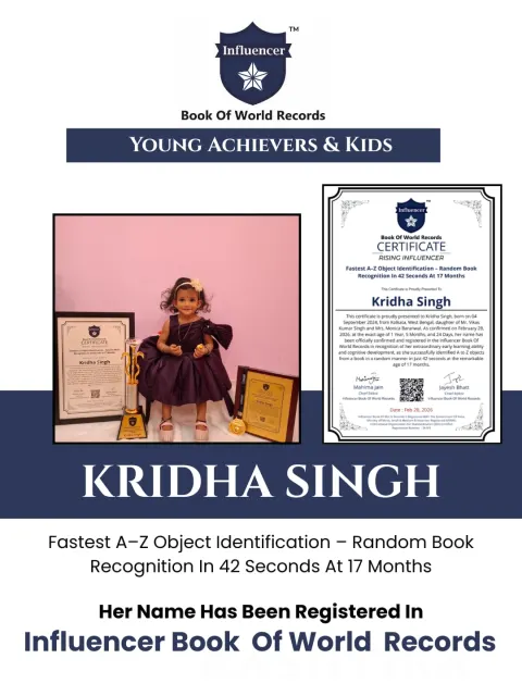 Kridha Singh — Fastest A–Z Object Identification – Random Book  Recognition In 42 Seconds At 17 Months