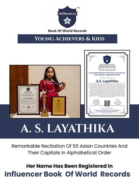 A.S. Layathika — Remarkable Recitation Of 50 Asian Countries And  Their Capitals In Alphabetical Order