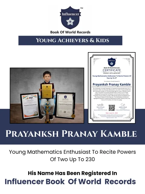 Prayanksh Pranay Kamble — Young Mathematics Enthusiast To Recite Powers Of  Two Up To 230