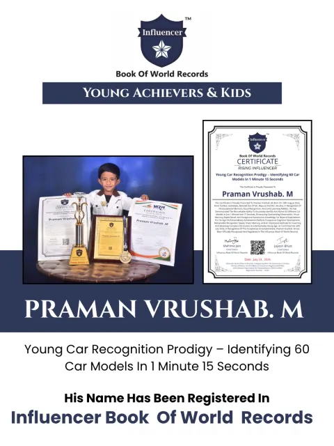 Praman Vrushab .M — Young Car Recognition Prodigy – Identifying 60 Car  Models In 1 Minute 15 Seconds