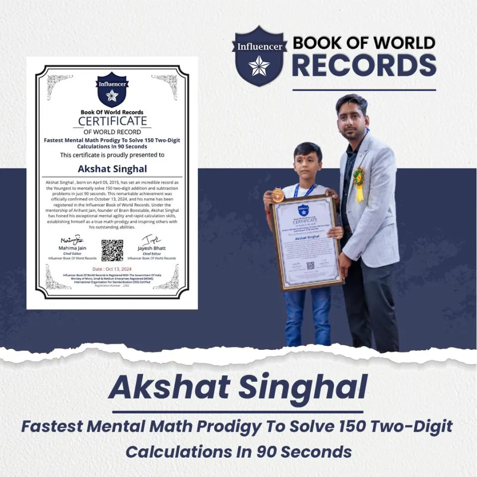 Akshat Singhal — Mental Math Prodigy To Solve 150 Two-Digit Calculations In 90 Seconds