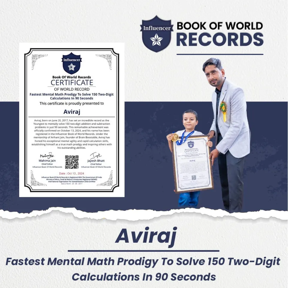 Aviraj — Math Prodigy To Solve 150 Two-Digit Calculations In 90 Seconds