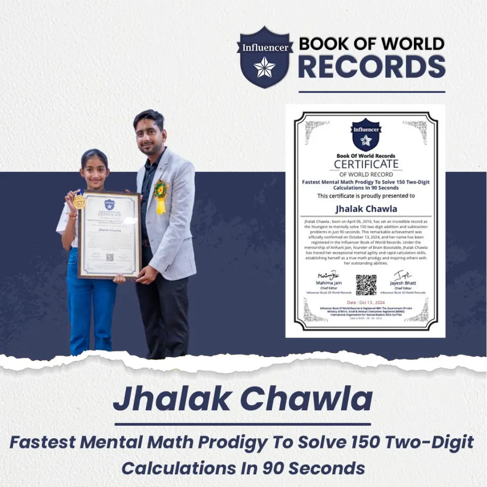 Jhalak Chawla — Mental Math Prodigy To Solve 150 Two-Digit Calculations In 90 Seconds