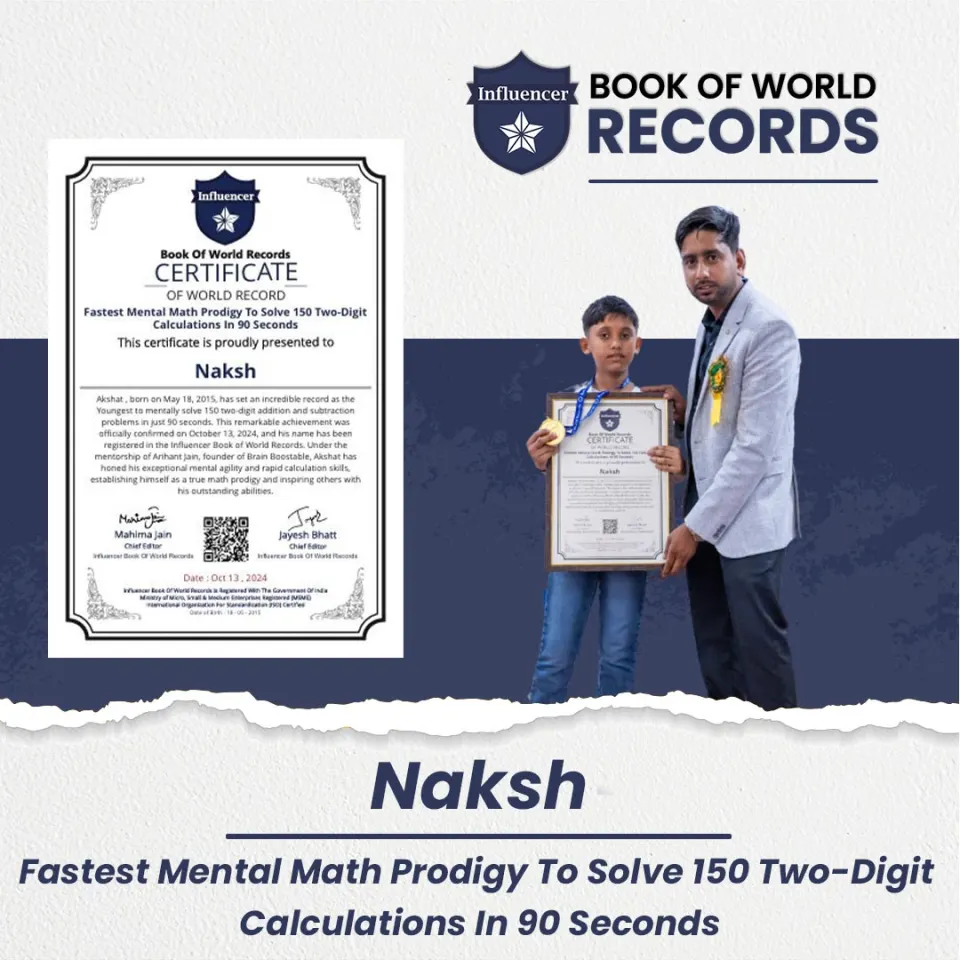 Naksh — Mental Math Prodigy To Solve 150 Two-Digit Calculations In 90 Seconds