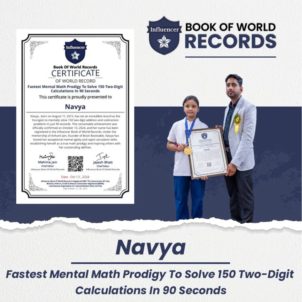 Navya — Mental Math Prodigy To Solve 150 Two-Digit Calculations In 90 Seconds