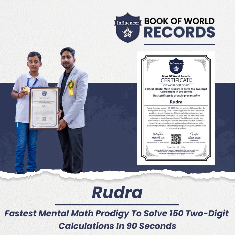 Rudra — Mental Math Prodigy To Solve 150 Two-Digit Calculations In 90 Seconds