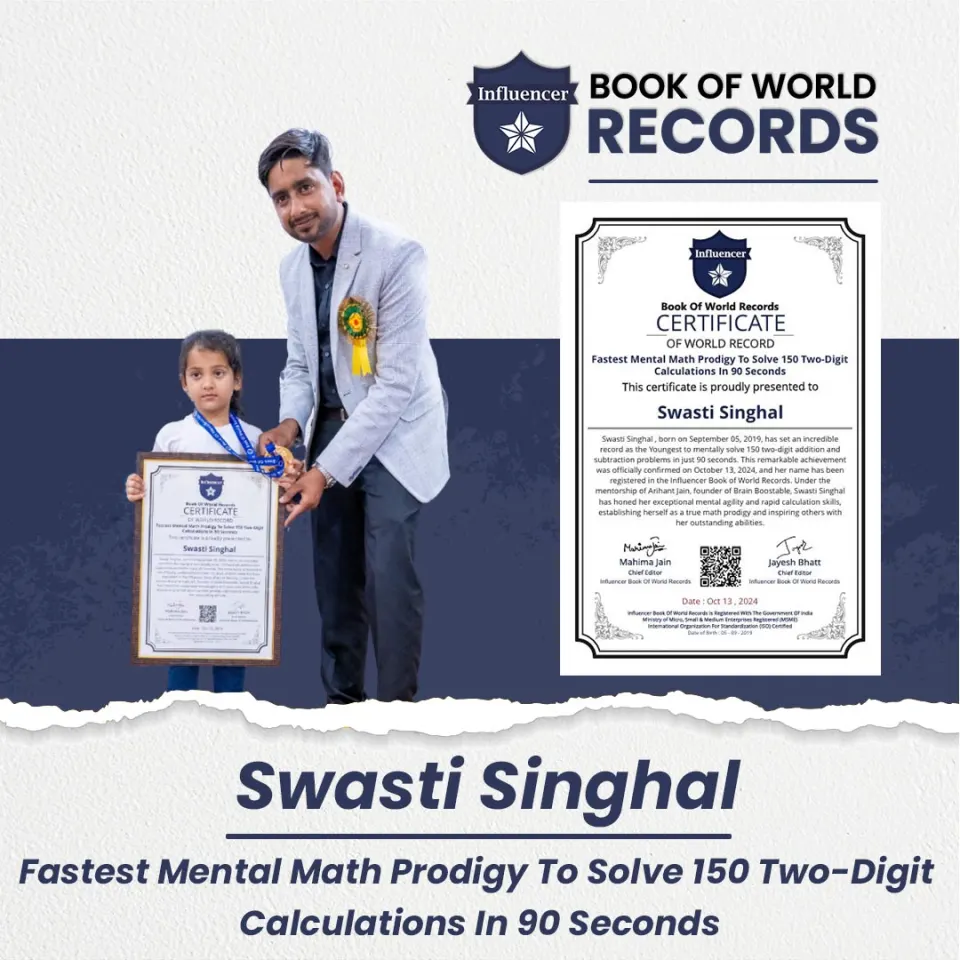 Swati Singhal — Mental Math Prodigy To Solve 150 Two-Digit Calculations In 90 Seconds