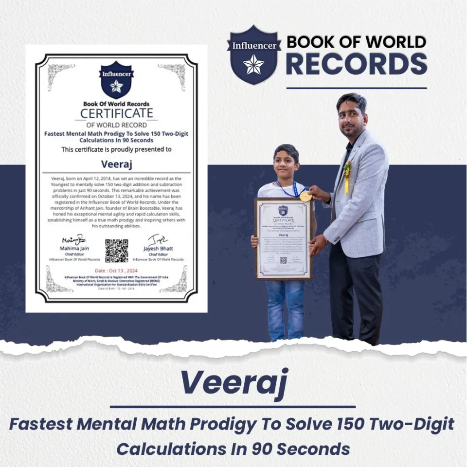 Veeraj — Mental Math Prodigy To Solve 150 Two-Digit Calculations In 90 Seconds