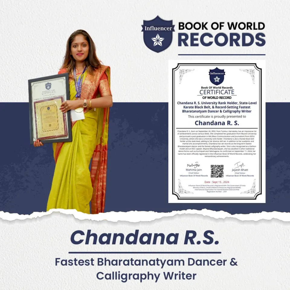 Chandana R. S — Fastest Bharatanatyam Dancer & Calligraphy Writer