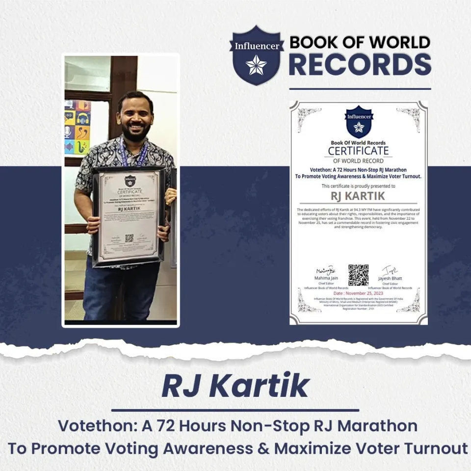 Rj Kartik — A 72 Hours Non-Stop RJ Marathon To Promote Voting Awareness & Maximize Voter Turnout.