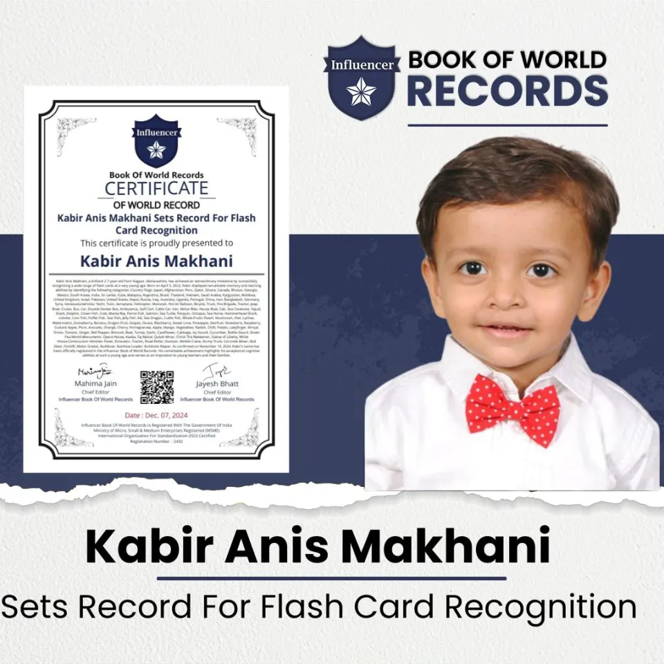 Kabir Anis Makhani — Sets Record For Flash Card Recognition